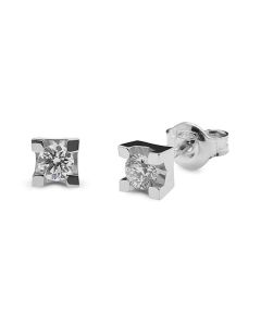 Pendientes oro blanco y diamantes (Total 0,40 quilates)