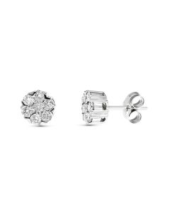 Pendientes Oro Blanco Rosetón