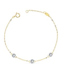 Pulsera Bicolor 19cm y 3 Diamantes 0,045 Ctes