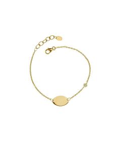 Pulsera minimal oro 18 qtes placa y perla cultivada