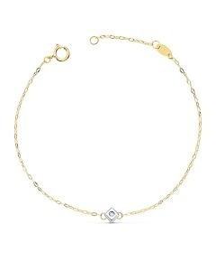 Pulsera Oro Bicolor Chatón de Rombo con Diamante 0,015 Ctes