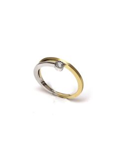 Solitario Oro Amarillo y Oro Blanco con Diamante