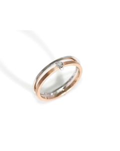 Solitario Oro Blanco y Oro Rosa con Diamante