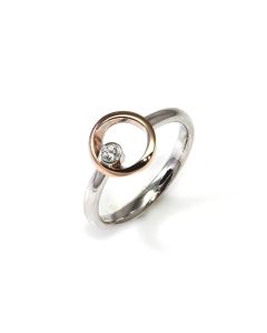 Solitario Oro Blanco y Oro Rosa con Diamante