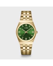 Retro 70's Watch Steel, Forest Green, Gold Colour