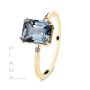Anillo Oro Amarillo Topacio Azul y Diamantes